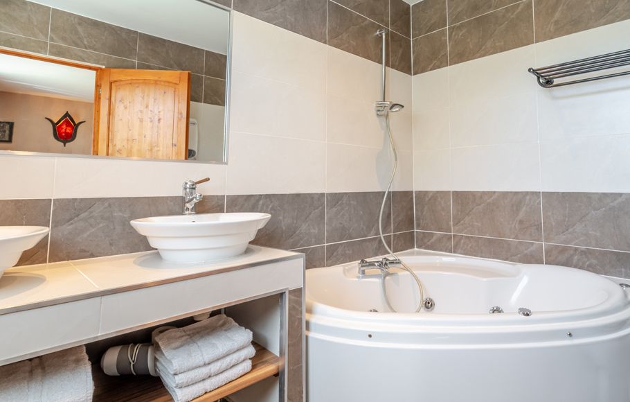 Salle de bain avec grande douche